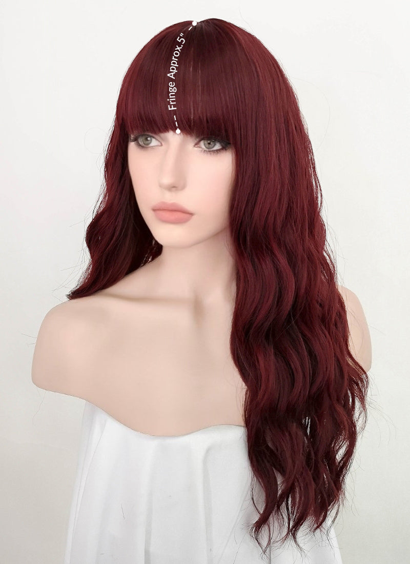 Burgundy Red Wavy Synthetic Wig NS231