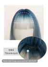 Blue Purple Grey Ombre Straight Synthetic Hair Wig NS286