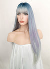 Blue Purple Grey Ombre Straight Synthetic Hair Wig NS286