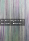 Blue Purple Grey Ombre Straight Synthetic Hair Wig NS286