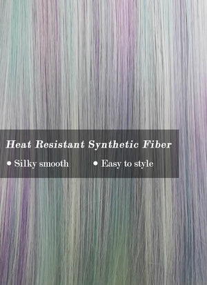 Blue Purple Grey Ombre Straight Synthetic Hair Wig NS286