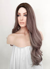 Ash Purple With Dark Roots Wavy Synthetic Wig NS295
