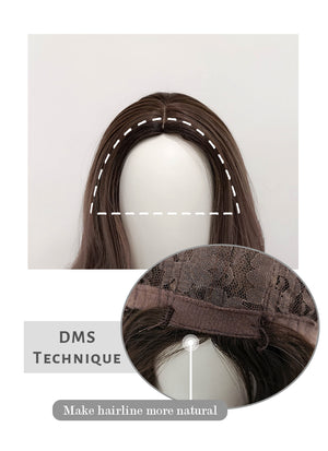 Ash Purple With Dark Roots Wavy Synthetic Wig NS295