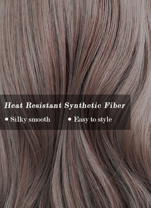 Ash Purple With Dark Roots Wavy Synthetic Wig NS295