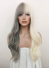 Blonde Grey Split Gemini Color Wavy Synthetic Wig NS330