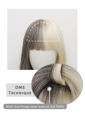 Blonde Grey Split Gemini Color Wavy Synthetic Wig NS330