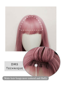 Pink Red Ombre Wavy Synthetic Hair Wig NS345