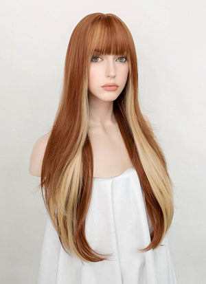 Ginger Mixed Blonde Straight Synthetic Hair Wig NS356A