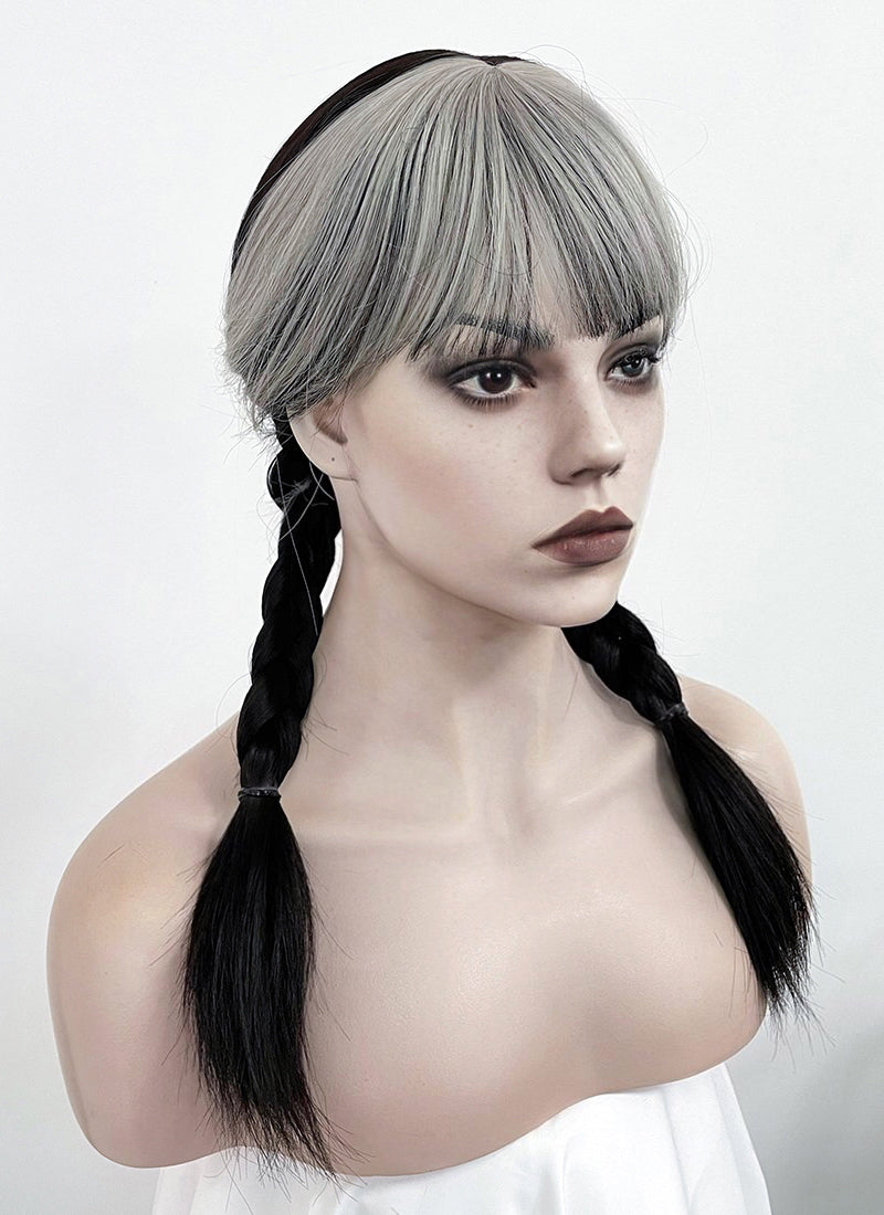 Black Mixed Grey Synthetic Wig NS360A