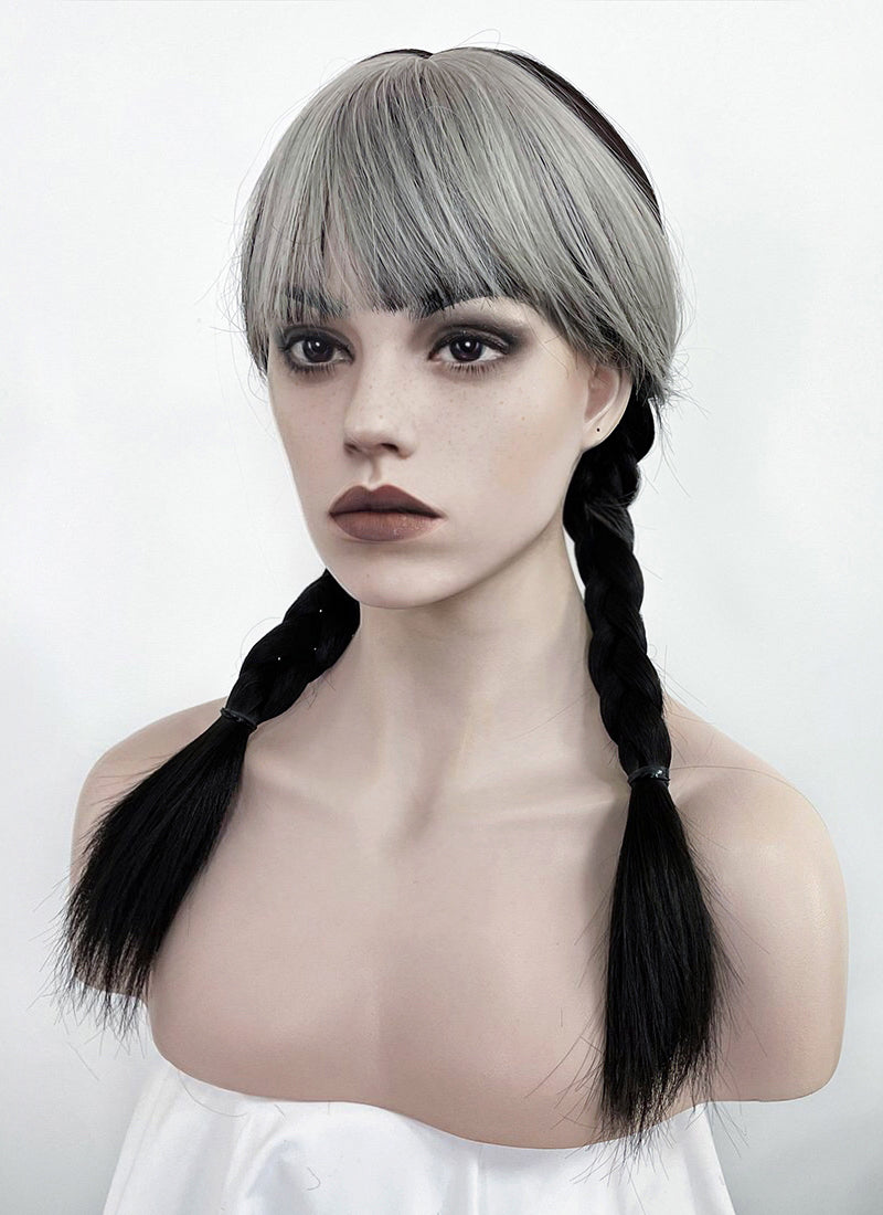 Black Mixed Grey Synthetic Wig NS360A