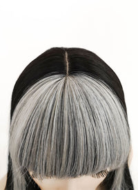 Black Mixed Grey Straight Synthetic Wig NS360