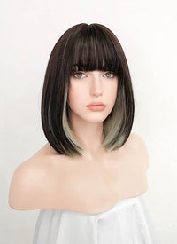 Brunette Mixed Blonde Straight Bob Synthetic Wig NS366