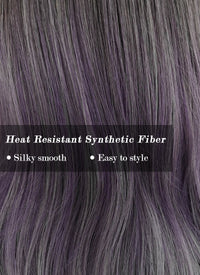 Purple Grey Ombre With Dark Roots Wavy Synthetic Hair Wig NS370