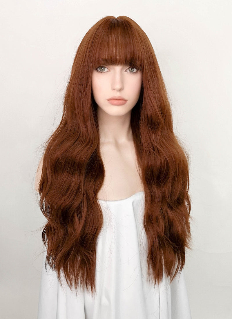 Auburn Wavy Synthetic Hair Wig NS376