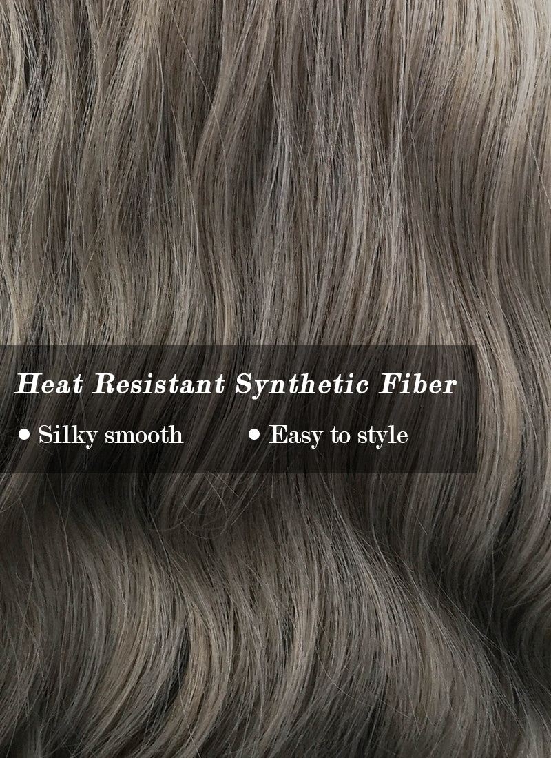 Dark Grey Wavy Synthetic Wig NS388