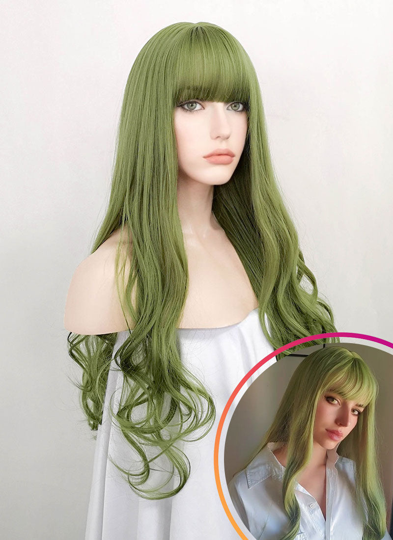 Green Wavy Synthetic Hair Wig NS393