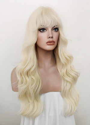 Platinum Blonde Wavy Bob Synthetic Hair Wig NS401