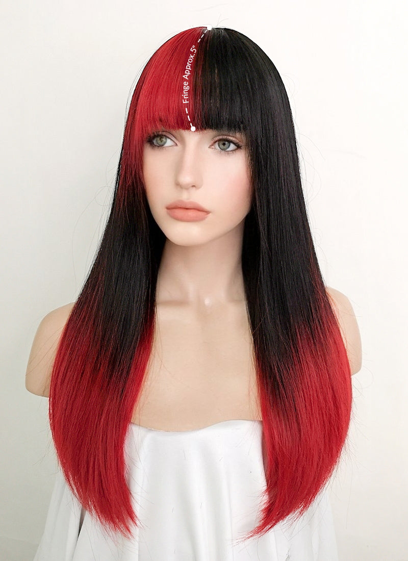 Black Red Ombre Straight Synthetic Wig NS408