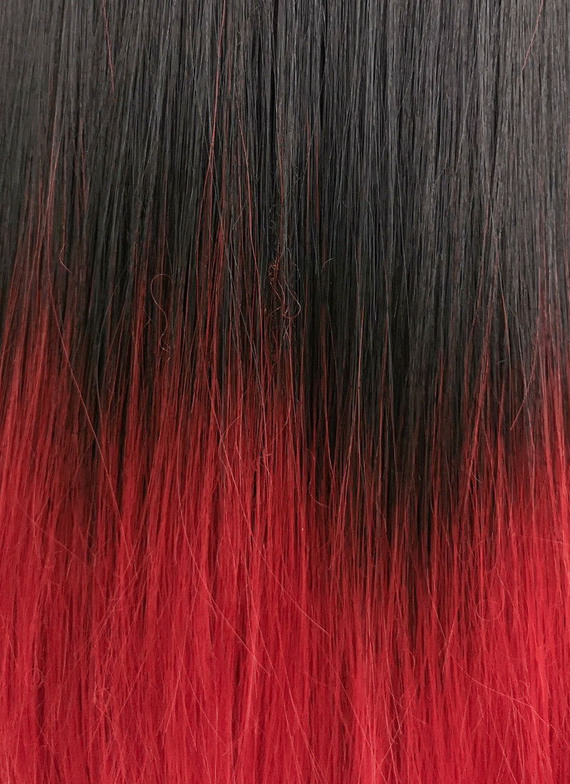 Black Red Ombre Straight Synthetic Wig NS408