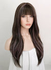 Brunette With Purple Grey Tips Straight Synthetic Hair Wig NS412