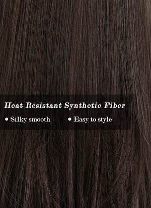 Brunette With Purple Grey Tips Straight Synthetic Hair Wig NS412