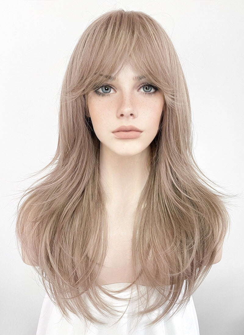 Pinkish Blonde Wavy Synthetic Hair Wig NS417