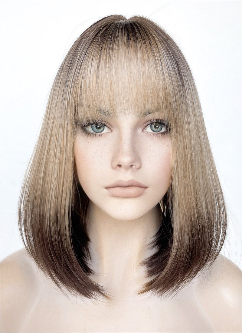 Blonde Brown Ombre Straight Bob Synthetic Wig NS419