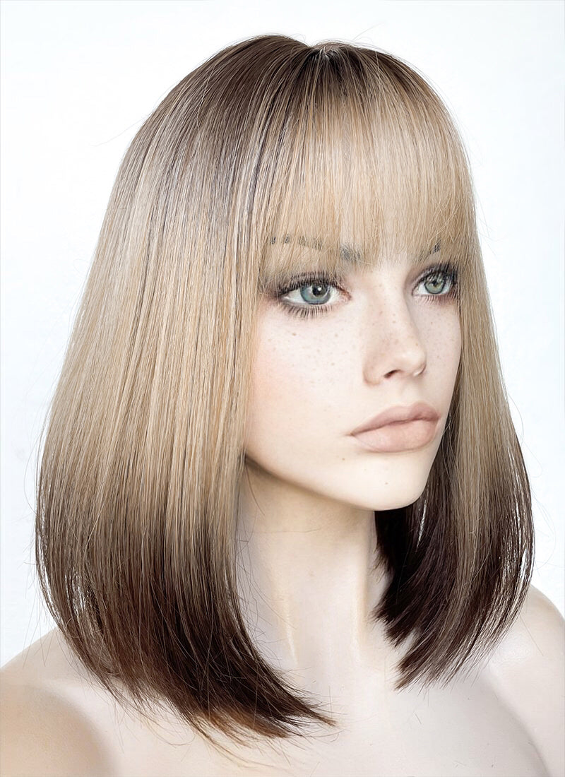 Blonde Brown Ombre Straight Bob Synthetic Wig NS419