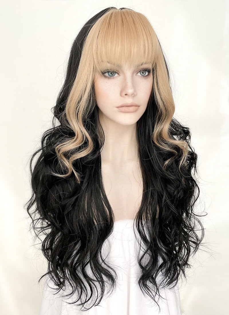 Black Blonde Mixed Wavy Synthetic Wig NS420