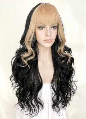 Black Blonde Mixed Wavy Synthetic Wig NS420
