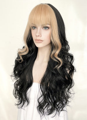 Black Blonde Mixed Wavy Synthetic Wig NS420