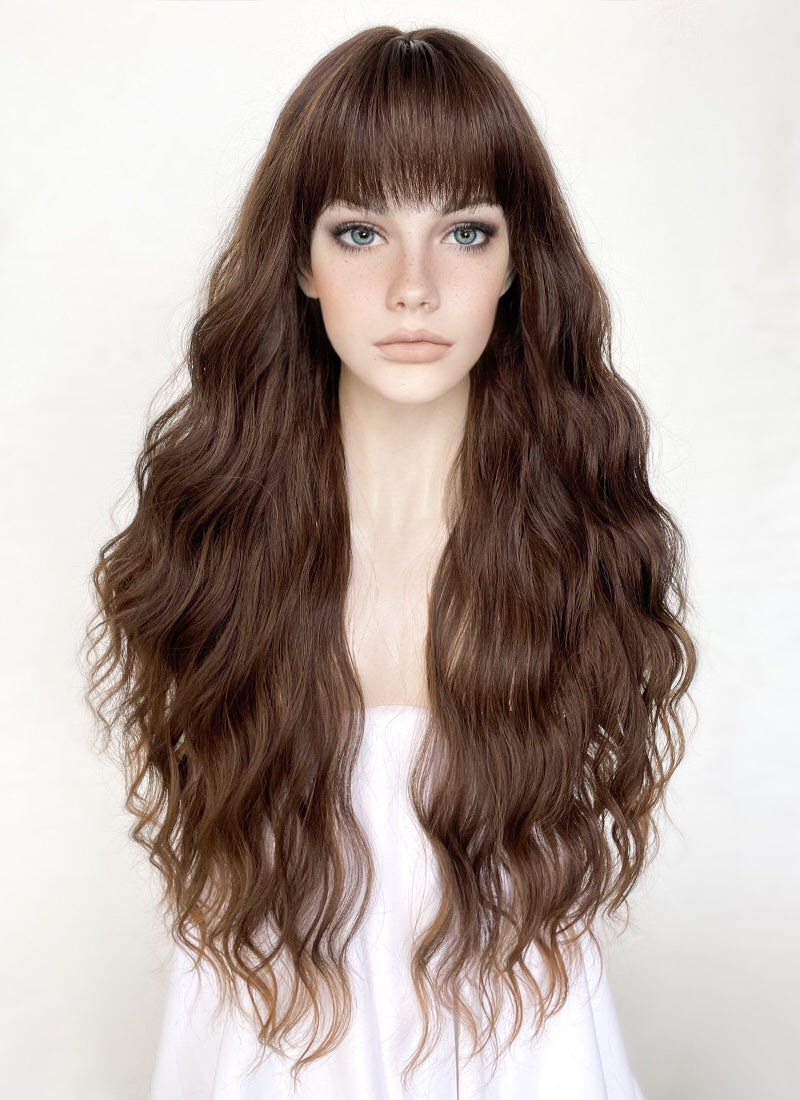 Two Tone Brown Wavy Synthetic Hair Wig NS422