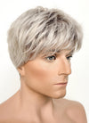 Ash Blonde With Dark Roots Straight Pixie Synthetic Men's Hair Wig NS424