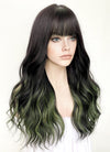 Black Mixed Green Wavy Synthetic Hair Wig NS425
