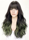 Black Mixed Green Wavy Synthetic Hair Wig NS425