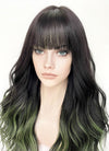 Black Mixed Green Wavy Synthetic Hair Wig NS425