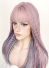 Pastel Pink Mixed Blue Straight Synthetic Hair Wig NS429