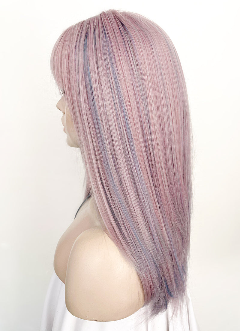 Pastel Pink Mixed Blue Straight Synthetic Hair Wig NS429