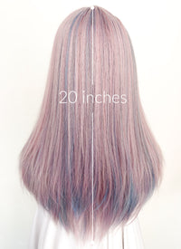 Pastel Pink Mixed Blue Straight Synthetic Hair Wig NS429