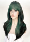 Green Mixed Black Straight Synthetic Hair Wig NS432