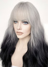 Grey Black Ombre Wavy Synthetic Hair Wig NS437