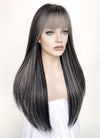 Black Mixed Grey Straight Synthetic Hair Wig NS442