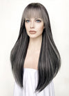 Black Mixed Grey Straight Synthetic Hair Wig NS442