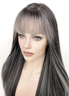 Black Mixed Grey Straight Synthetic Hair Wig NS442