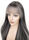 Black Mixed Grey Straight Synthetic Hair Wig NS442
