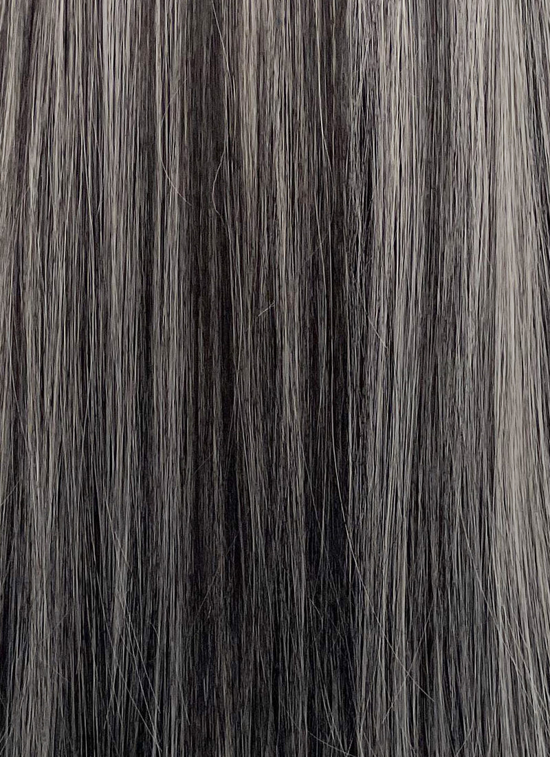 Black Mixed Grey Straight Synthetic Hair Wig NS442
