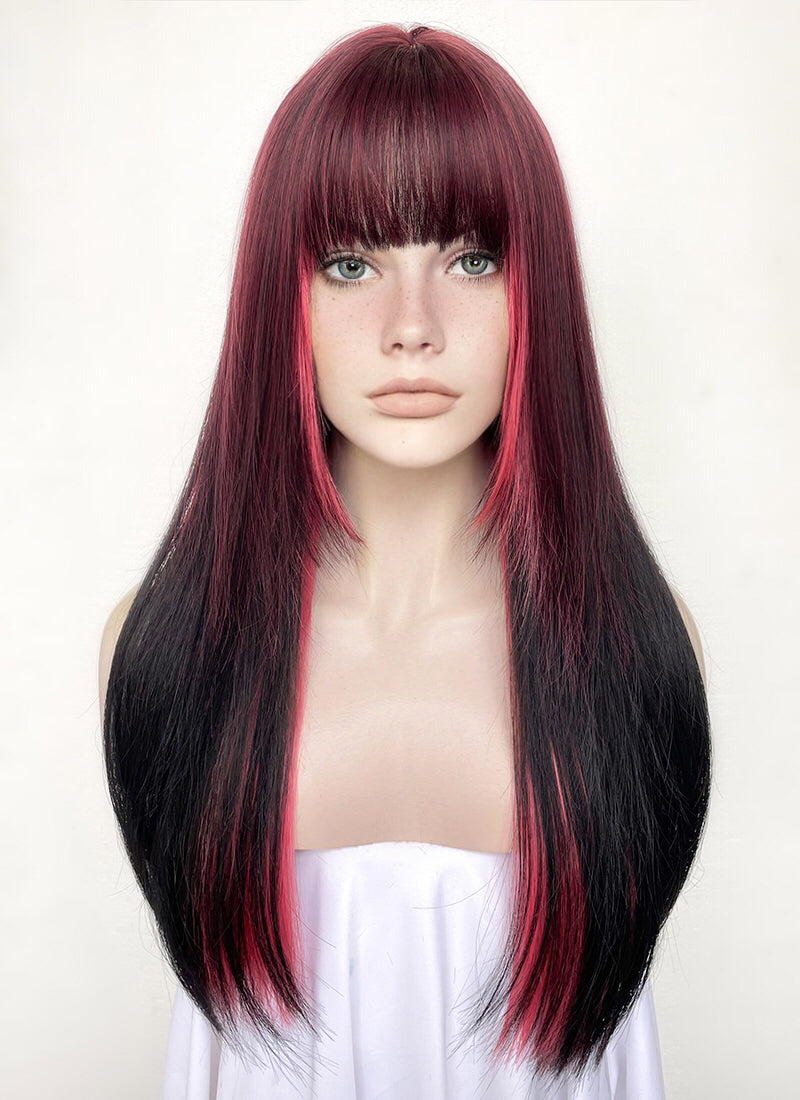 Red Pink Black Mixed Synthetic Hair Wig | Wigisfashion â€“ Wig Is Fashion