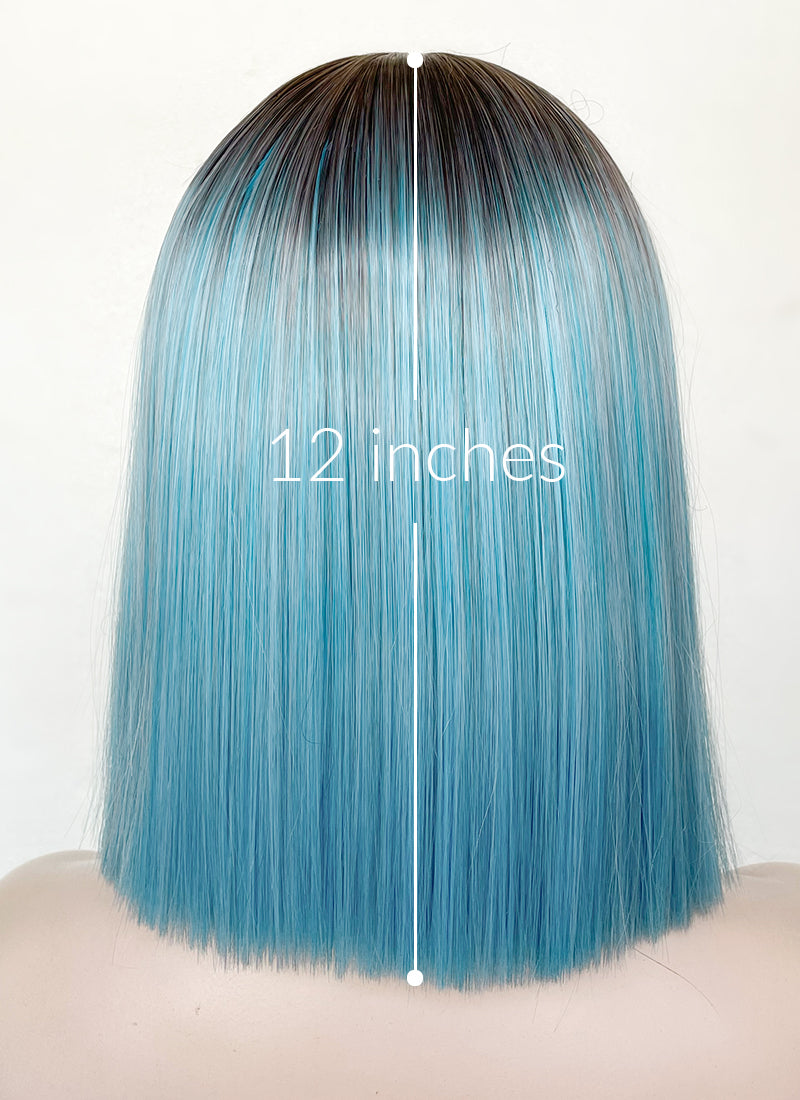 Blue With Dark Roots Synthetic Hair Wig WigIsFashion Wig Is