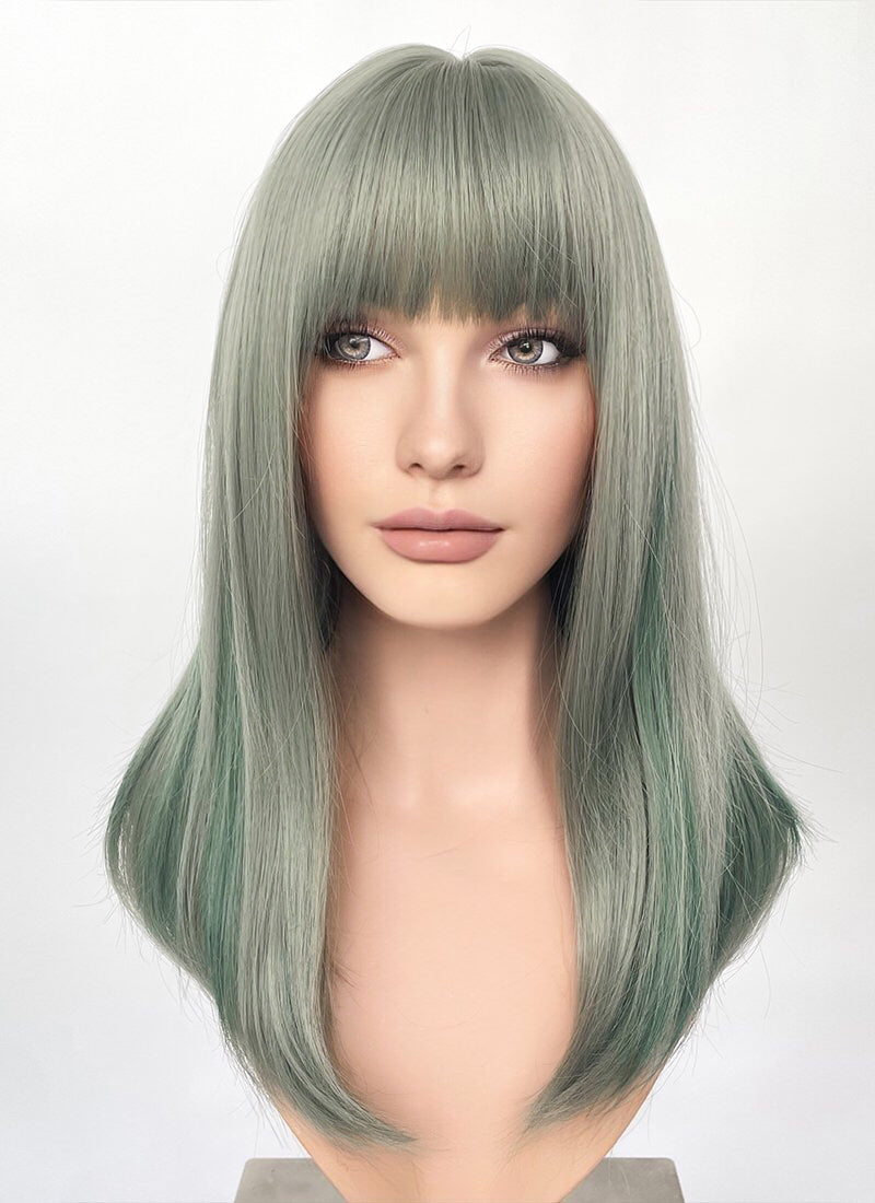 Green?With?Highlights?Straight?Synthetic?Hair?Wig?NS493