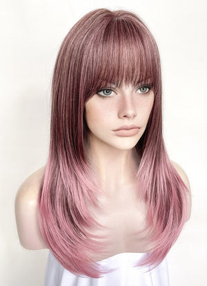 Two Tone Pink Straight Synthetic Hair Wig NS496